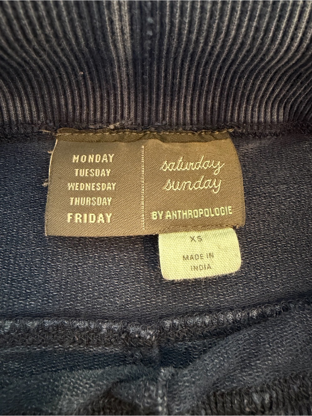 Anthropologie navy blue track joggers